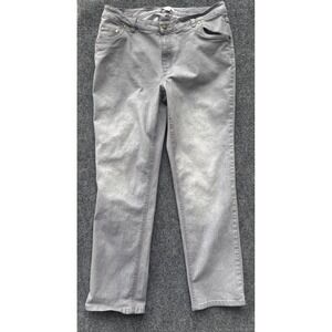 Woman Within Womens Grey Straight Leg Stretch Denim Jeans Plus Size 14W
